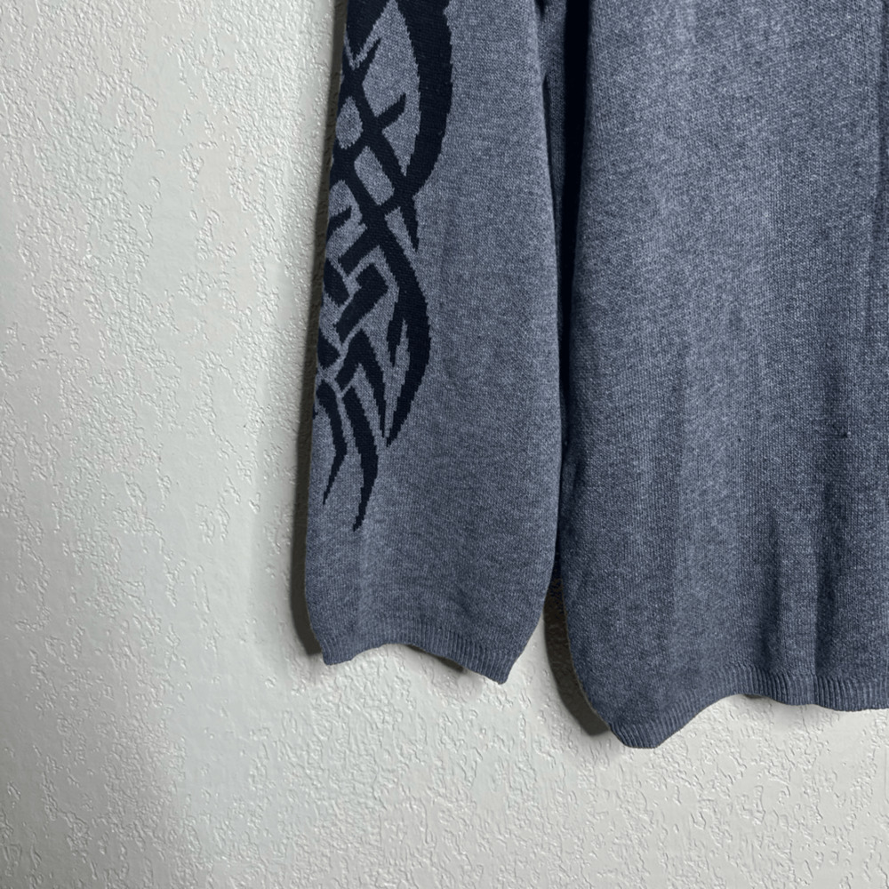 Vintage 90s Morbid Threads Tribal Print Long Sleeve Sweater Made In USA Grunge - Picture 2 of 6
